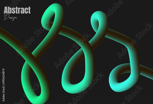 Glowing green abstract light sculpture against dark background