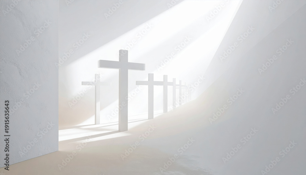 Obraz premium Minimal White Crosses in Soft Light