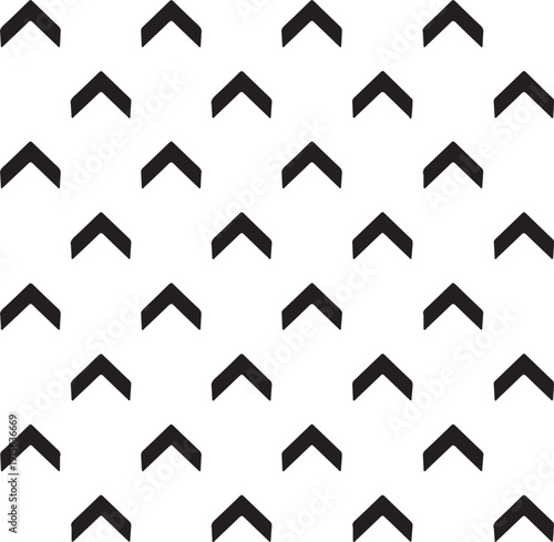 A repeating seamless pattern of upward pointing black chevron shapes on a clean white field