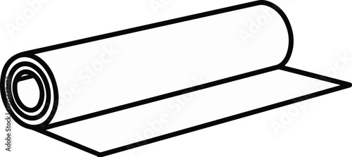 Rolled material, partially unrolled, showing layers and a flat section