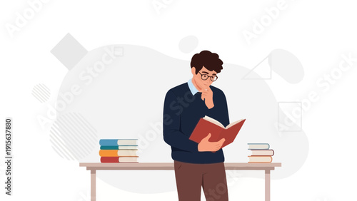 Man Reading Book, Thinking, Studying, Education, Knowledge, Wisdom