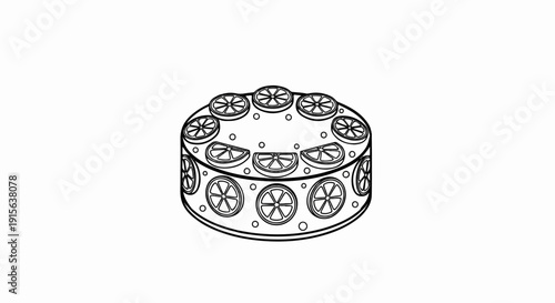 Round cake with citrus slices decoration, a festive treat