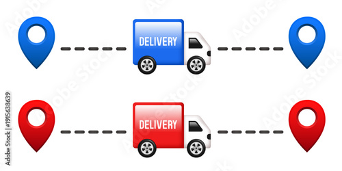 Delivery. Vector 3d icons isolated on white background.