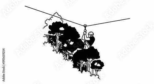 Person ziplining through lush forest canopy, a thrilling adventure activity