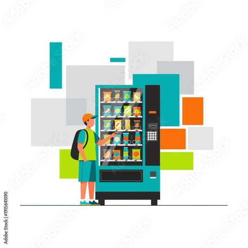 Young Person Selecting Snacks From A Modern Vending Machine