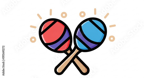Pair of colorful maracas percussion musical instruments flat vector illustration for celebration and fiesta themes isolated on white