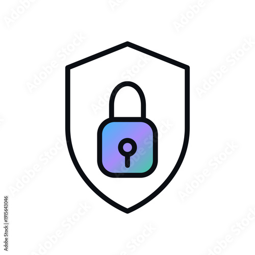 Security shield lock business icon in bold dark outline vector style