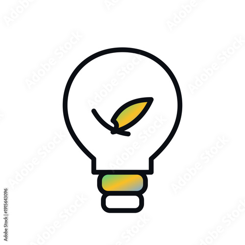 Innovation lightbulb leaf business icon in bold outline SVG vector
