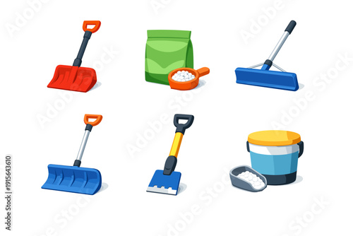 Winter cleaning tools and supplies for snow and ice removal