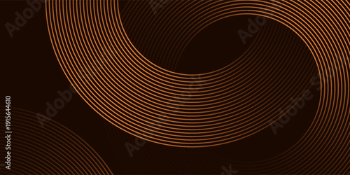 3D brown lines techno abstract background overlap layer on dark space with circles shapes effect decoration. Modern graphic design element stripes style concept for web banner, card, or brochure cover