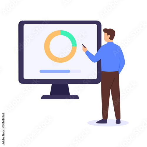 Updating System, applying patches and software improvements, Flat vector character illustration