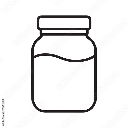 A simple black line drawing of a jar with a lid on a white background