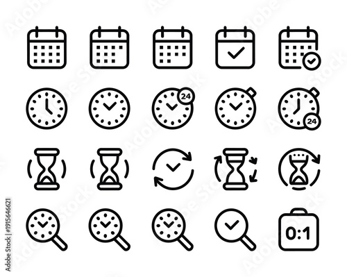 Vector set of various time and schedule icons