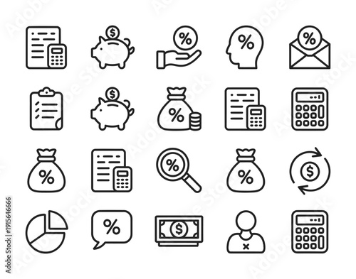 Vector illustration of various finance and accounting icons