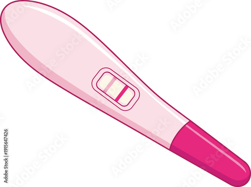 A pink digital pregnancy test showing a negative result with two lines on the display isolated on transparent background, Vector