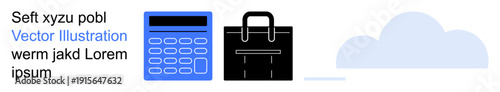 Finance, business planning, cloud computing, digital tools, remote work, data management. Image shows a calculator, briefcase and cloud icon. Business planning and cloud computing concepts