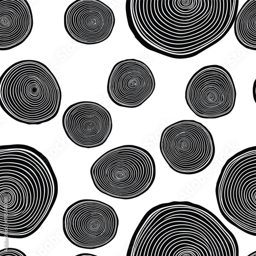 Illustration of tree rings pattern viewed from above in a detailed graphic design