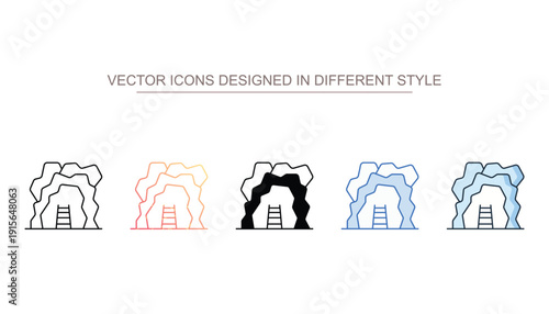 Mining Tunnel vector icon stock isolated on white sheet