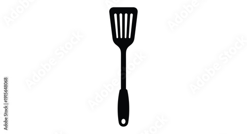 A black spatula against a white background silhouette