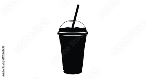 Black drink in a plastic cup with a straw graphic silhouette