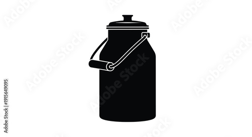 Black silhouette of a vintage milk jug with handle and lid