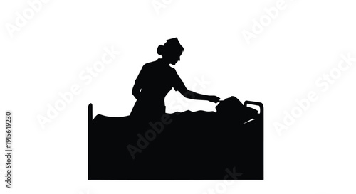 Woman preparing food at a market stall stark black silhouette