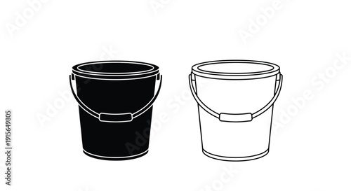 Two buckets one black and one white in graphic silhouette