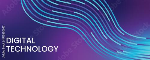 Cyber big data flow particles bokeh digital technology background