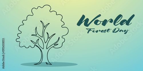 Elegant line art tree design for World Forest Day celebration. Ideal for environmental awareness campaigns, conservation posters, eco branding, and sustainability events.