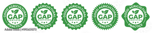 GAP Certified Good Agricultural Practice Badge – Green Farming Quality Seal Icons