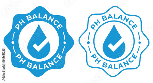 PH Balance Badge Icons – Blue Skincare and Cosmetic Quality Seal Set, PH Balance