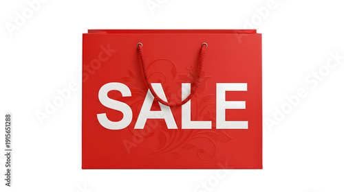 Red Shopping Bag with Large White SALE Text Isolated