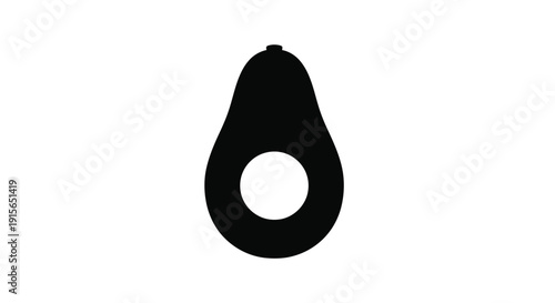 A simple black avocado shape against a white background silhouette