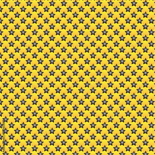Yellow Abstract Background with Seamless Black and Silver Star Pattern