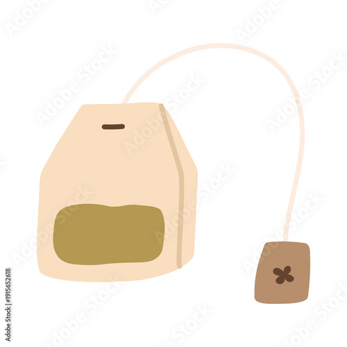 Autumn tea bag drink with cozy mood. Warm fall beverage illustration for seasonal menus, packaging, and lifestyle designs. Hand drawn vector illustration.