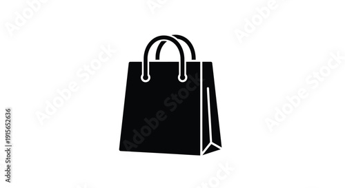 A simple black shopping bag illustration distinctly shown as a silhouette