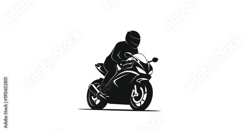 Motorcycle rider in dynamic pose a striking black silhouette