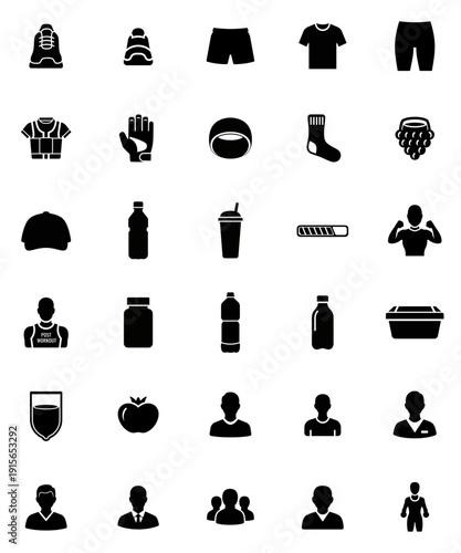 Flat design sports and fitness icons set