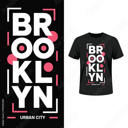 Brooklyn typography design showcasing a t shirt mockup with urban style