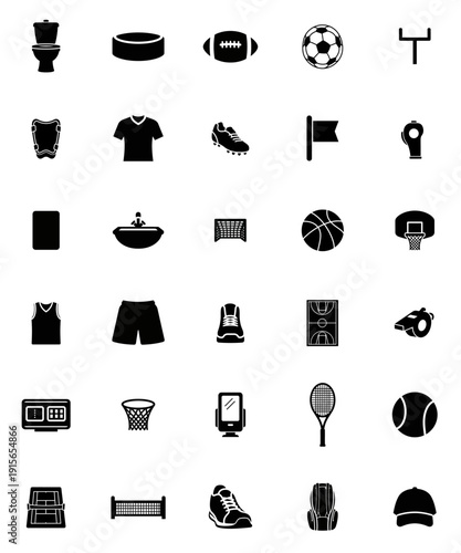Minimalist sports and fitness icon set