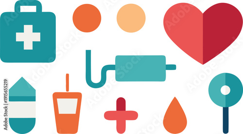 Medical icons set isolated on transparent background, Vector, illustration