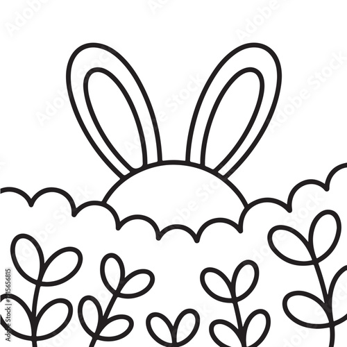 EASTER BOLD EASY COLORING PAGES, VECTORS, ILLUSTRATION, LINE ART, BLACK-WHITE, BOLORING BOOK, COLORING PAGES, 8.5X8.5 INCHES, PRINTABLE COLORING PAGES, BUNNY, EGG, CHICK, EASTER BACKGROUND