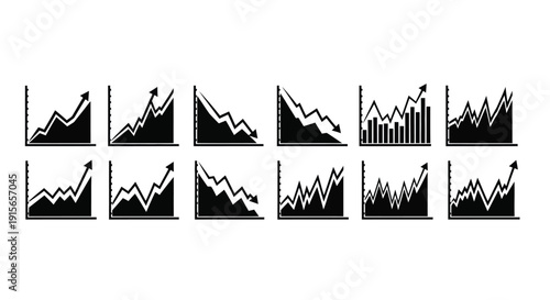 Various line graphs depicting market trends and financial data fluctuations
