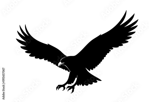 eagle in flight silhouette vector on white background 