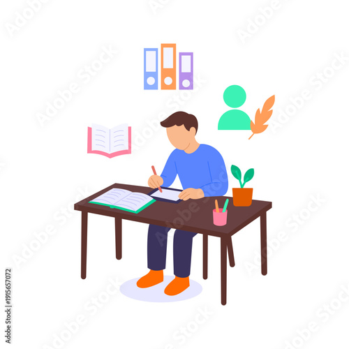 Journal Entries, recording daily financial transactions accurately, Flat vector character illustration