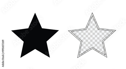 Two stars one solid black and one outlined with a checkered fill