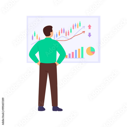 Annual Report, comprehensive overview of yearly performance, Flat vector character illustration