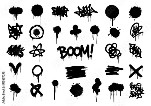 Graffiti Spray Paint Elements with BOOM Text