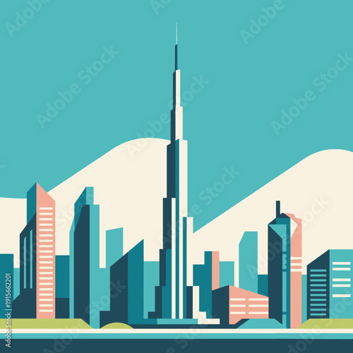 Iconic Dubai Cityscape with Burj Khalifa and Yachts