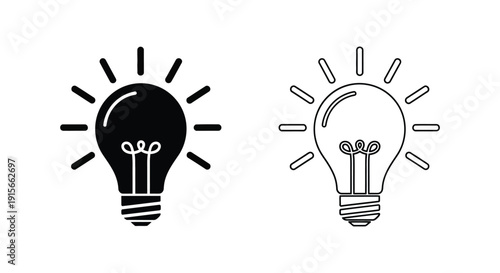 Two contrasting lightbulb icons one solid one outlined